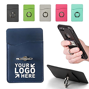 PU Leather Cell Phone Pocket With Ring Stand